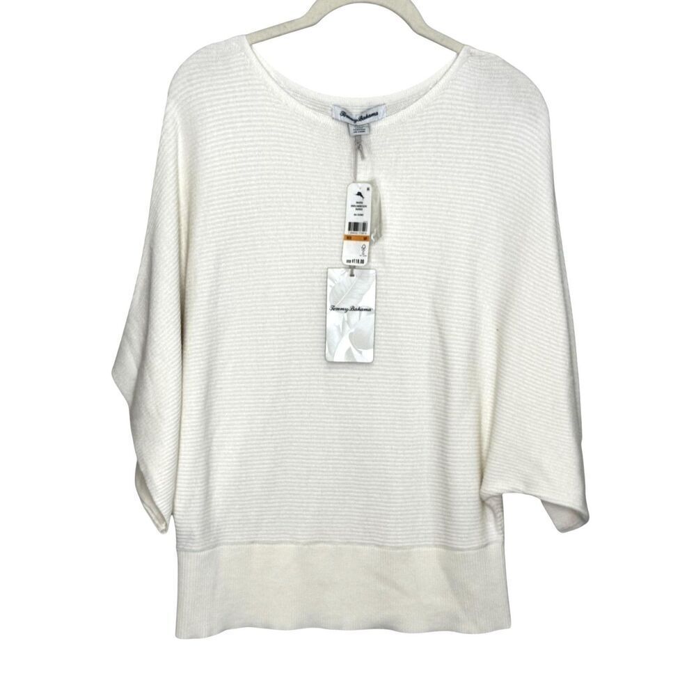 Tommy Bahama Sweater Womens Small Coconut Bonita Kimono Sleeve Boatneck Pullover